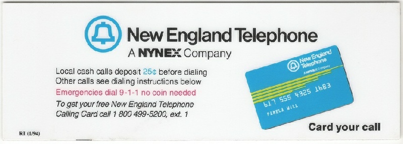 NOS BELL ATLANTIC PAYPHONE INSTRUCTION CARDS 