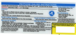 payphone Instruction Card Payphone Insert
