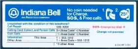  Payphone  Instruction Card Indiana Bell
